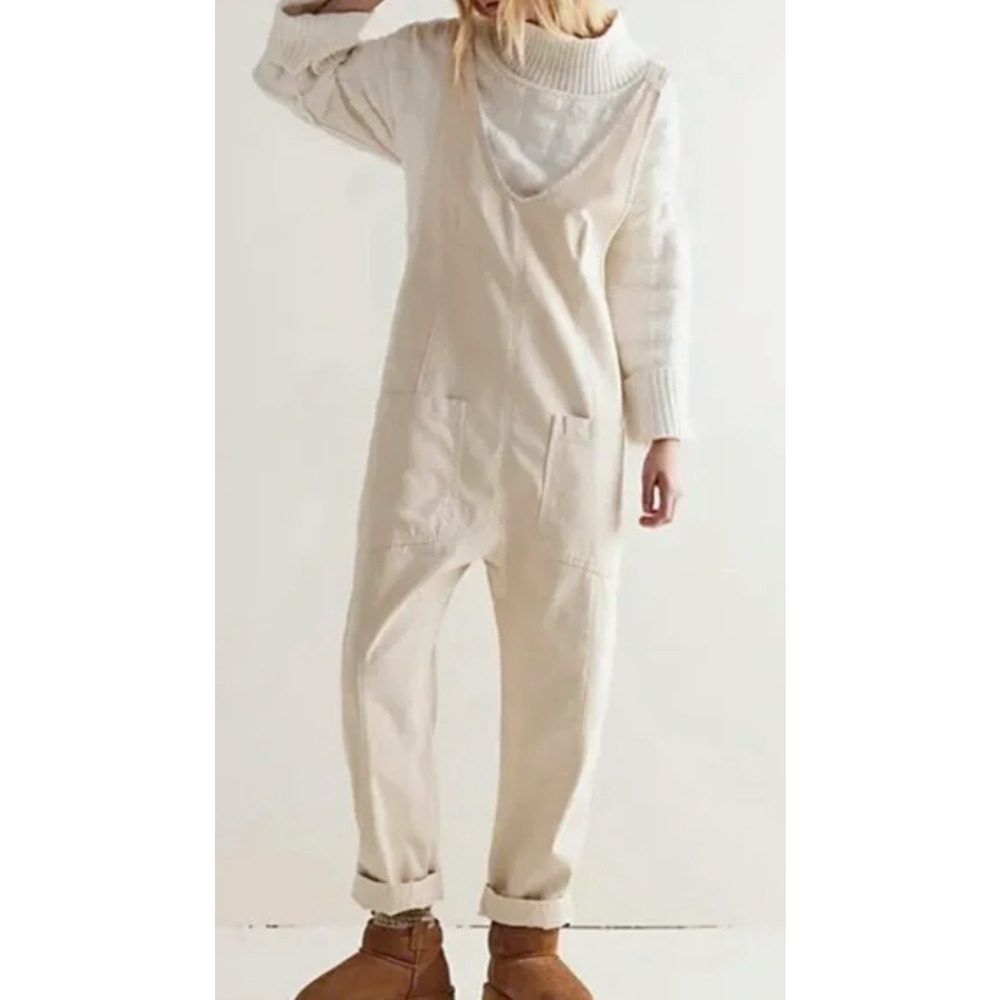 NEW FREE PEOPLE WE THE FREE IVORY HIGH ROLLER ONE PIECE JUMPSUIT SZ XL